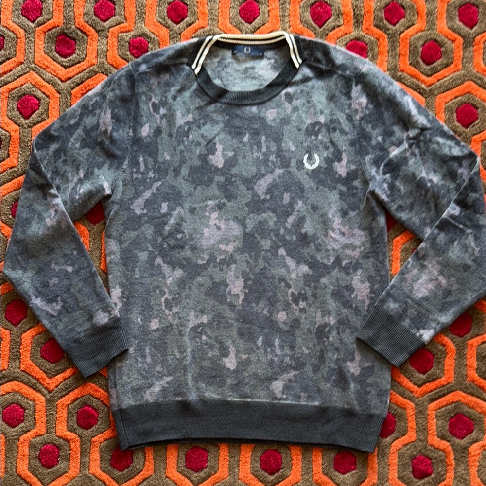 MAKE OFFER ! Fred Perry Camo Camouflage Crewneck Sweater Men's Medium